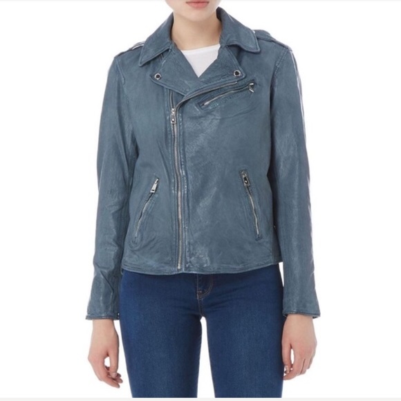 ralph lauren blue leather jacket